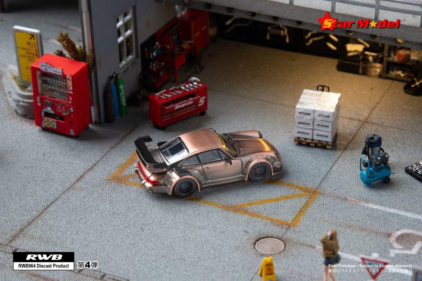 Star Model 1:64 Porsche RWB 964 GT Wing Spoiler 3 Layers Coating Finishing Raw Copper