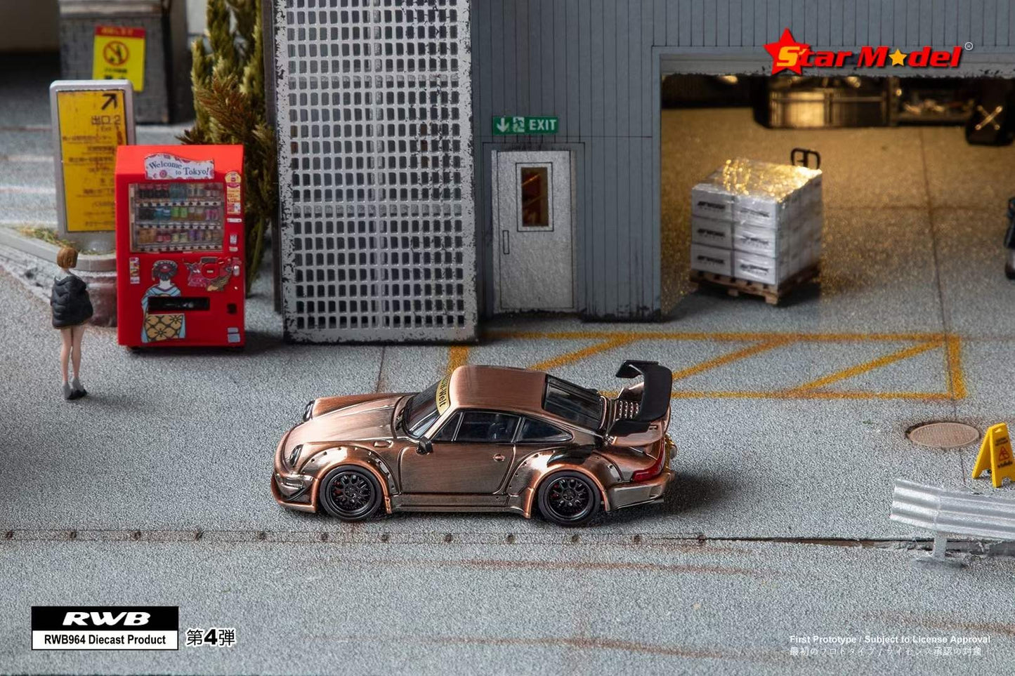 Star Model 1:64 Porsche RWB 964 GT Wing Spoiler 3 Layers Coating Finishing Raw Copper