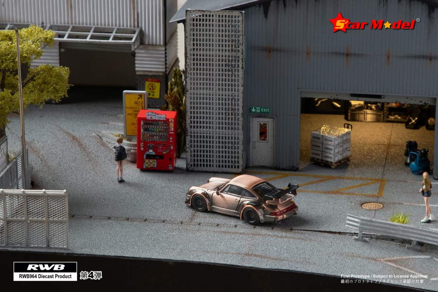 Star Model 1:64 Porsche RWB 964 GT Wing Spoiler 3 Layers Coating Finishing Raw Copper