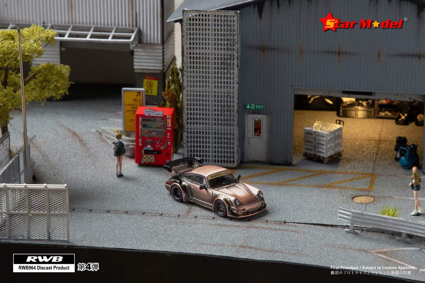 Star Model 1:64 Porsche RWB 964 GT Wing Spoiler 3 Layers Coating Finishing Raw Copper