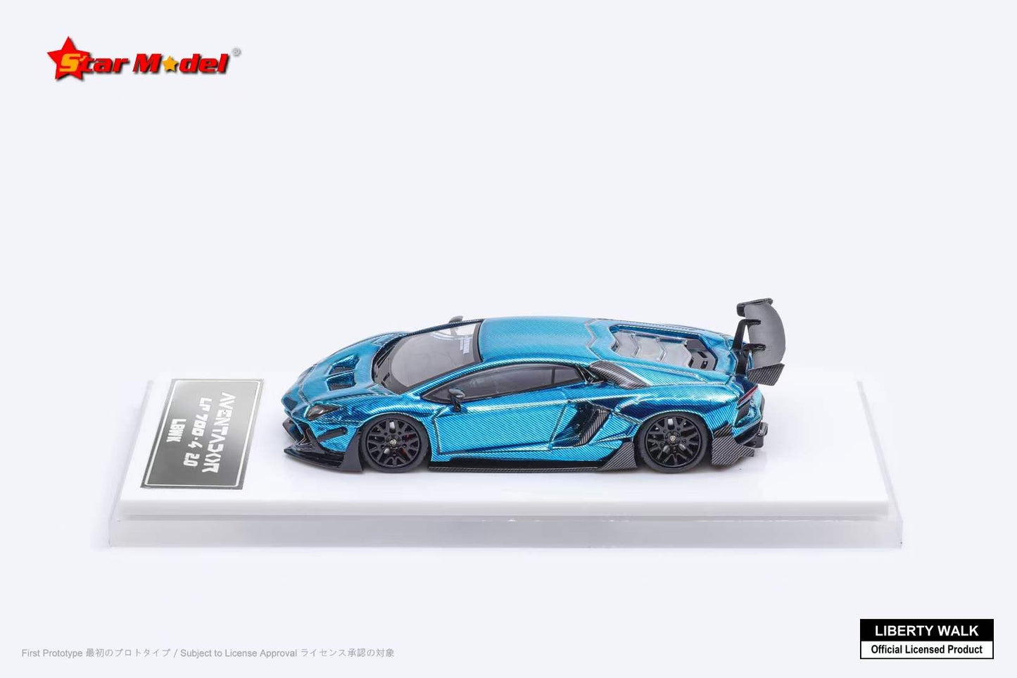 Star Model 1:64 Lamborghini Aventador LP700-4 LBWK 2.0 Official Licensed Chrome Carbon Blue