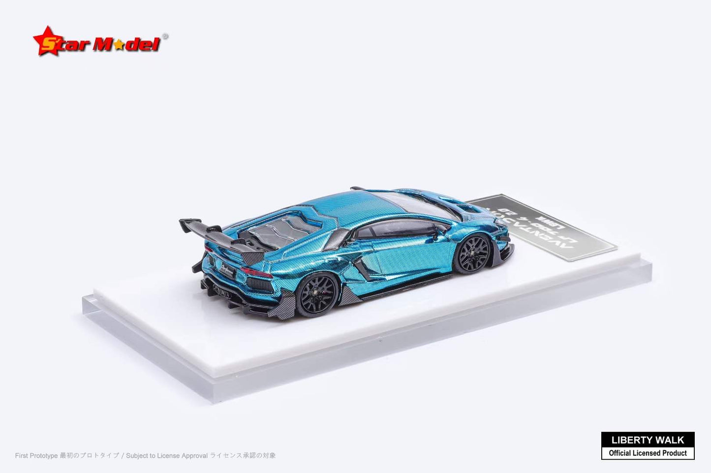 Star Model 1:64 Lamborghini Aventador LP700-4 LBWK 2.0 Official Licensed Chrome Carbon Blue
