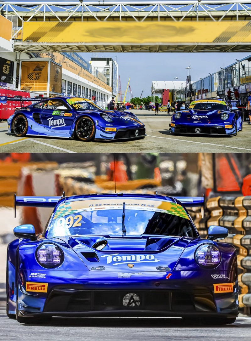 AR Box 1:64 Porsche 911 GT3 R Macau Grand Prix FIA GT World Cup 2025 #992 Tempo Porsche Official Licensed (630002111)