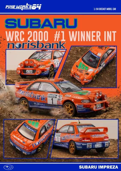 Fine Works 1:64 Subaru Impreza WRC 2000 #1 Winner Norisbank Orange
