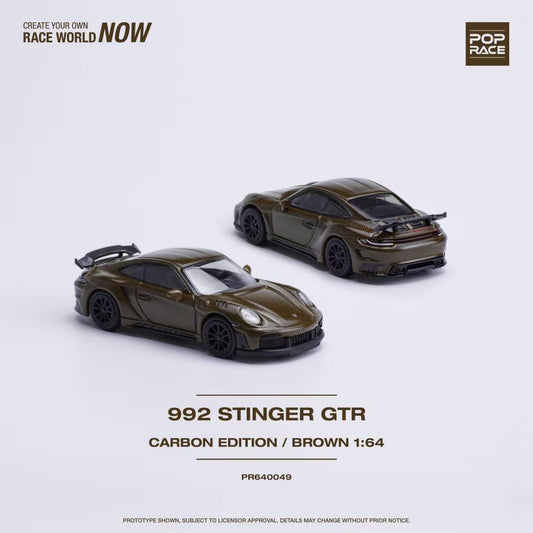 Pop Race 1:64 Porsche 992 Singer GTR Carbon Edition Brown (PR640049)