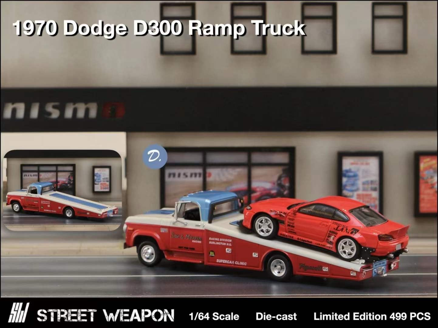 Street Weapon 1:64 Dodge D-300 Ramp Truck 1970 Trio Colours Limited 499 Pieces (Truck only)