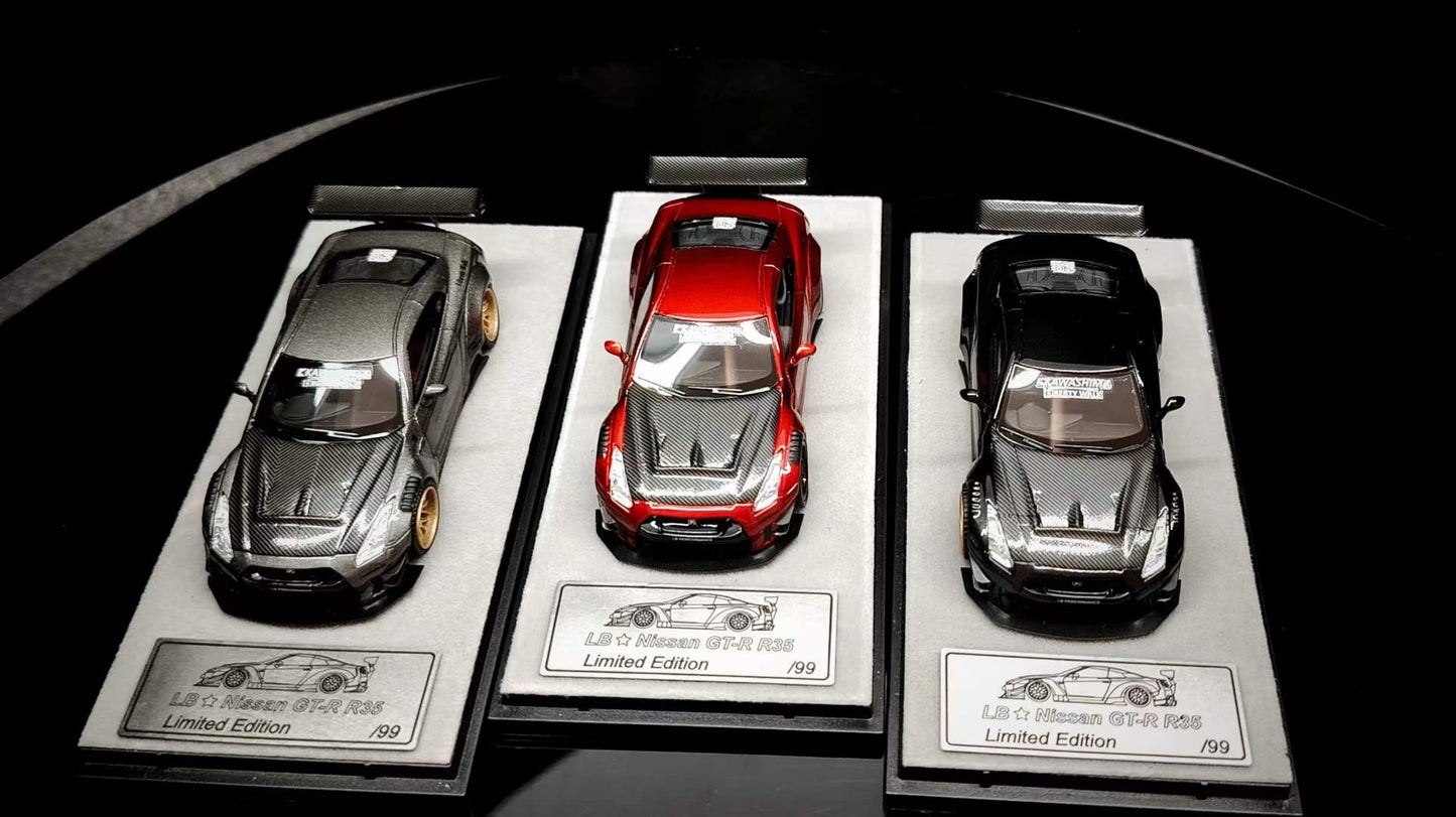 [Premium Resin Model] Qidian Model 1:64 Nissan Skyline GT-R R35 LBWK Red with Carbon Hood Limited to 99 Pieces Only