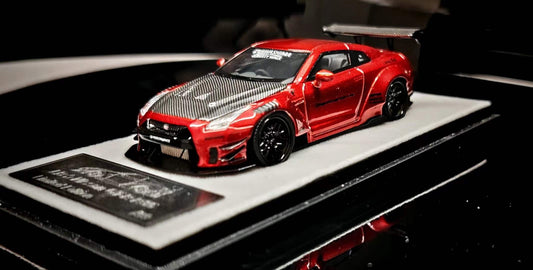 [Premium Resin Model] Qidian Model 1:64 Nissan Skyline GT-R R35 LBWK Red with Carbon Hood Limited to 99 Pieces Only