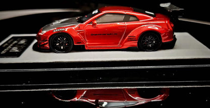 [Premium Resin Model] Qidian Model 1:64 Nissan Skyline GT-R R35 LBWK Red with Carbon Hood Limited to 99 Pieces Only