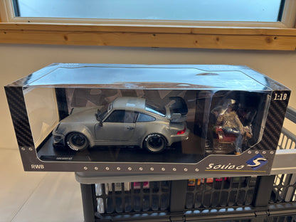[1:18 LARGE SCALE] Solido 1:18 Porsche RWB BODYKIT NARDO GREY 2024 With Akira Nakai Figure (RWB's Boss) Openable Doors Turnable Front Wheels Limited 4000 Units (Unsealed once for Quality Check)