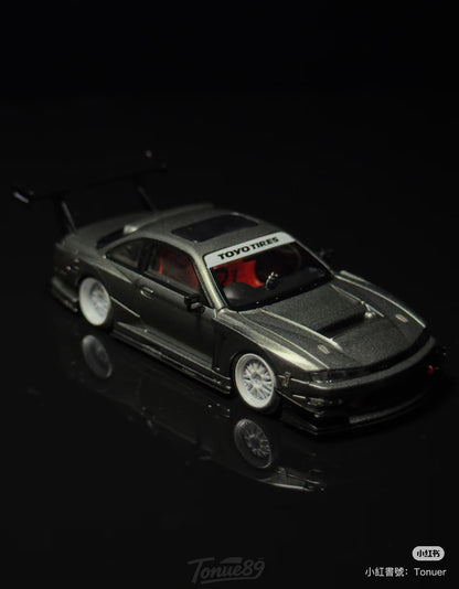 Mortal 1:64 Nissan Silvia S14 GT-Spec V2 SEIJI Ookawara Titanium Grey (With Extra Set of  Silver Wheels) in Premium Box Packaging - Chinese Customised Version