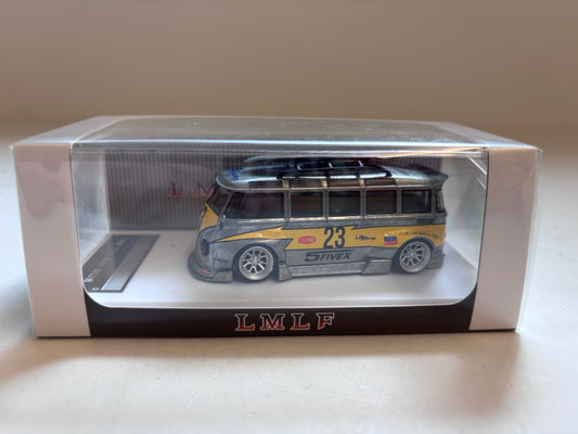 [Small Damaged on the Platform Base] League Model 1:64 Volkswagen T1 Kombi Camper Van Wide Body Custom Concept Raw Silver Flash Limited 399 Pieces