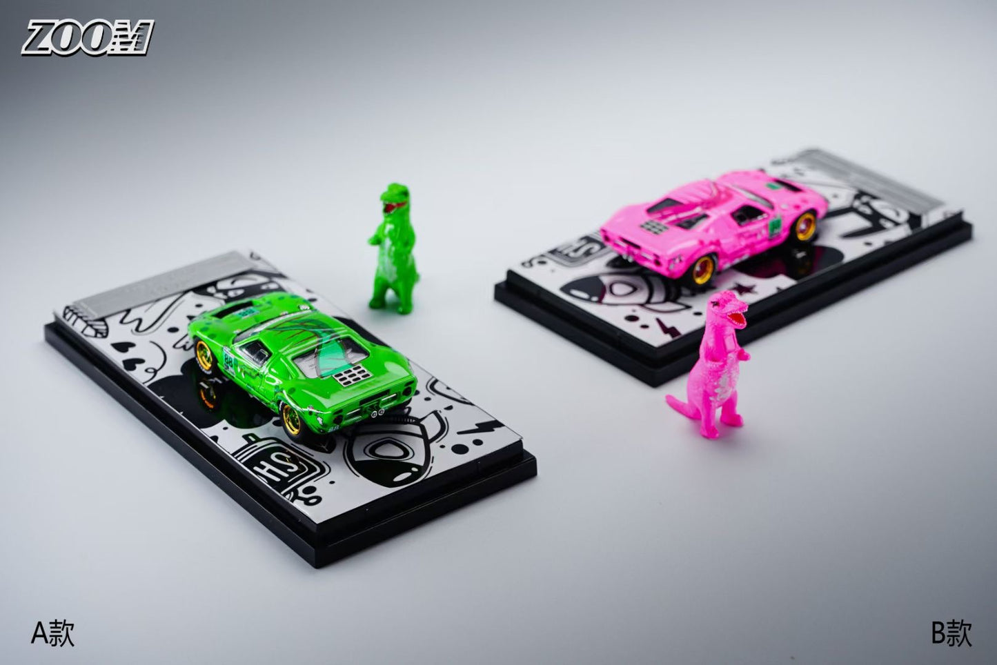 Zoom 1:64 Ford GT40 MK1 (P/1075) Tyrannosaurus Rexy Green with Green Dinosaur Figure