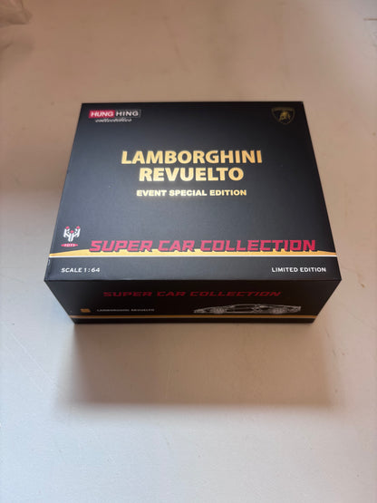 Hung Hing 1:64 Lamborghini Revuelto LB744 V12 PHEV Gold Official Licensed Hobby Expo China 2026 Special Edition (Openable All Doors and Hoods with Detailed Engine)