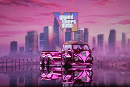 Liberty64 1:64 Volkswagen T1 Tow Truck GTA Edition 128mm Length Chrome Pink Limited 499 Pieces