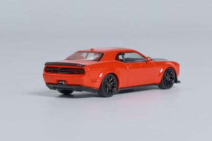Stance Hunters 1:64 Dodge Challenger Mk3 SRT Hellcat Red Carbon with Openable Engine Hood