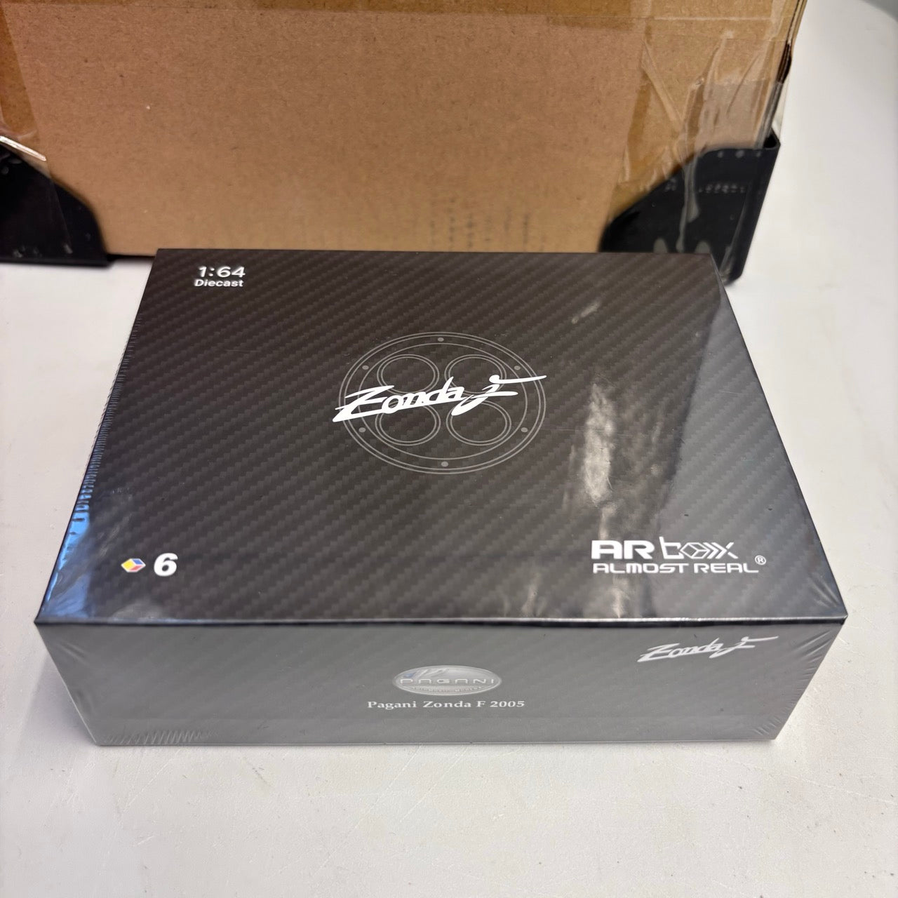 AR Box 1:64 Pagani Zonda F 2025 Presentation Grigio Mercurio Silver (Opened Front and Back Hoods Detailed Engine) with Individual Numbered Card in Premium Box Packaging Official Licensed Hobby Expo China 2026 Limited Edition
