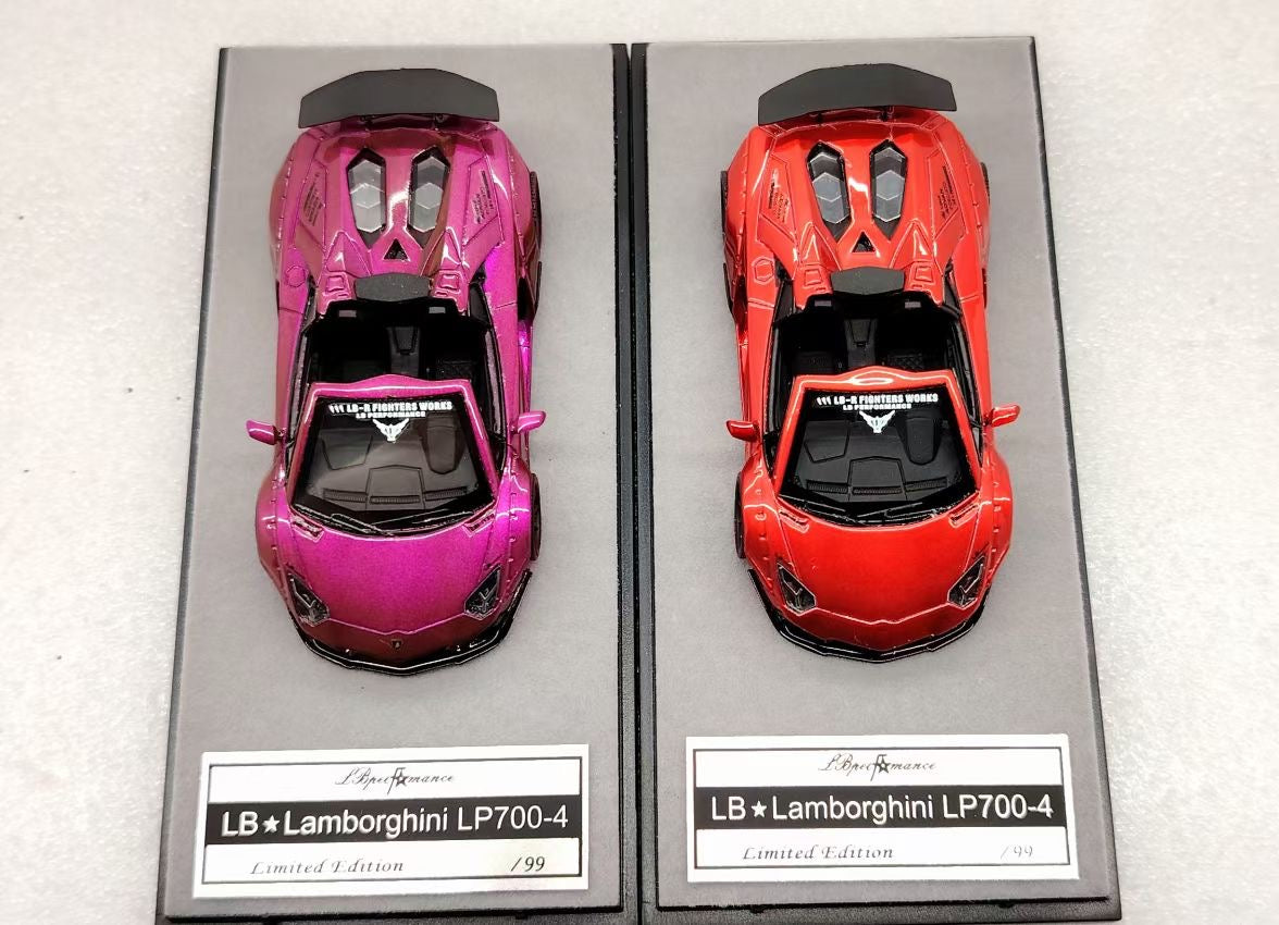 [Premium Resin Model] Qidian Model 1:64 Lamborghini Aventador LP700-4 Roadster LBWK Liberty Walk Custom Transparent Red Limited 99 Pieces