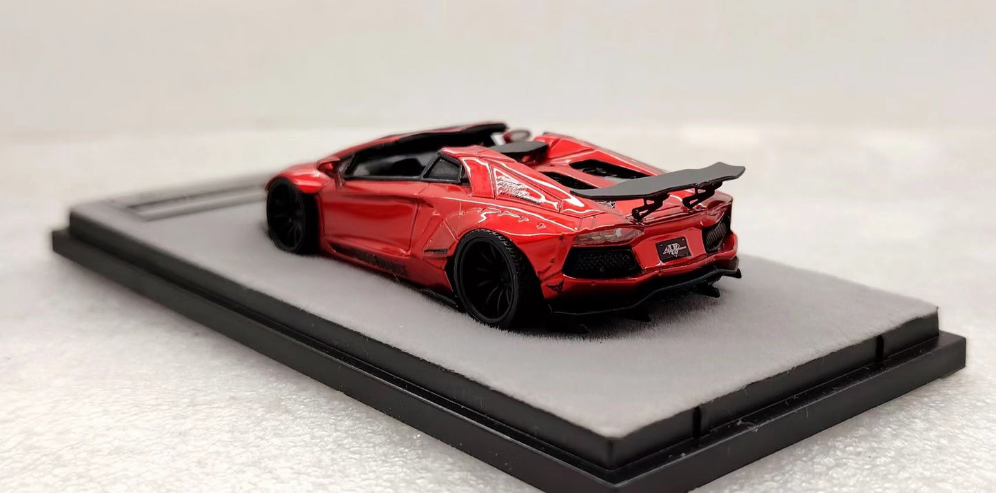 [Premium Resin Model] Qidian Model 1:64 Lamborghini Aventador LP700-4 Roadster LBWK Liberty Walk Custom Transparent Red Limited 99 Pieces