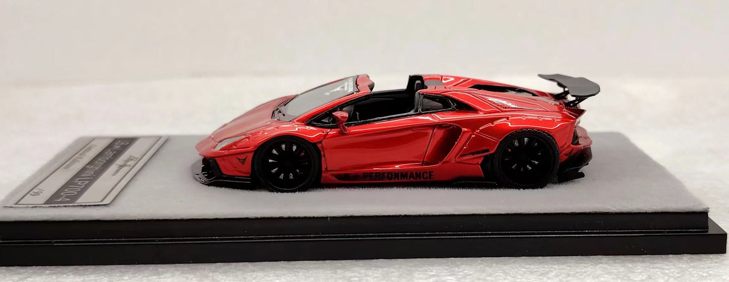 [Premium Resin Model] Qidian Model 1:64 Lamborghini Aventador LP700-4 Roadster LBWK Liberty Walk Custom Transparent Red Limited 99 Pieces