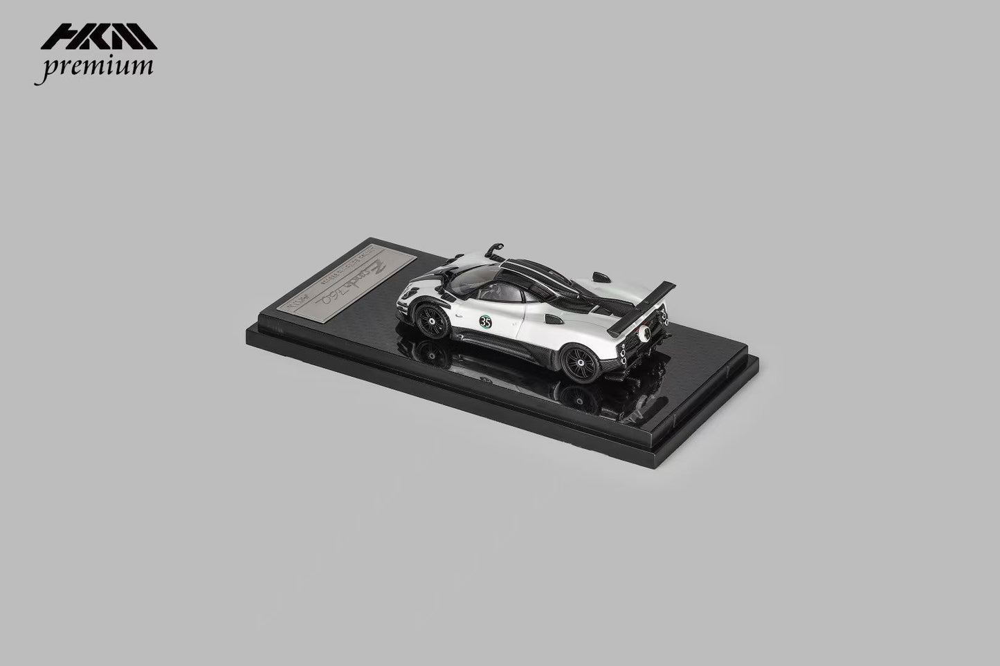 HKM Premium 1:64 Pagani Zonda 760 Berlinetta 2014 Hard Roof Luminous White #35 Removable Rear Engine Boot with Detailed Engine Christmas Premium Packaging Limited 999 Pieces