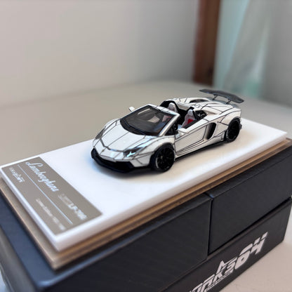 [3 Cars Bundle] Mini GT 1:64 Porsche 911 GT3 R #77 AO Racing 2025 IMSA Petit Le Mans in Paper Box Packaging (MGT01143-CH)  + [Premium Resin Model] Fine Works 1:64 Aventador LP700-4 White Black Panel Lines + DCM 1:64 RWB 993 Duck Tail Green