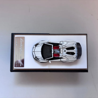 [3 Cars Bundle] Mini GT 1:64 Porsche 911 GT3 R #77 AO Racing 2025 IMSA Petit Le Mans in Paper Box Packaging (MGT01143-CH)  + [Premium Resin Model] Fine Works 1:64 Aventador LP700-4 White Black Panel Lines + DCM 1:64 RWB 993 Duck Tail Green