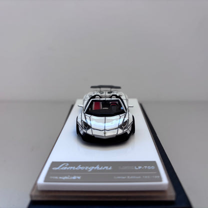 [Premium Resin Model] Fine Works 1:64 Aventador LP700-4 Roadster Convertible Liberty Walk Edition Tron White Black Panel Lines Limited 199 Pieces