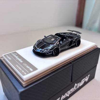 [3 Cars Bundle] Mini GT 1:64 Porsche 911 GT3 R #77 AO Racing 2025 IMSA Petit Le Mans in Paper Box Packaging (MGT01143-CH)  + [Premium Resin Model] Fine Works 1:64 Aventador LP700-4 Black White Panel Lines+ Fine Works 1:64 Camaro Transformers White