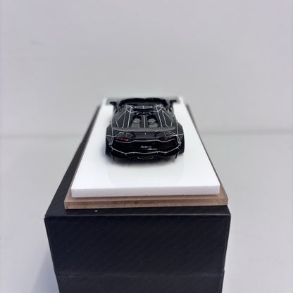[Premium Resin Model] Fine Works 1:64 Aventador LP700-4 Roadster Convertible Liberty Walk Edition Tron Black White Panel Lines Limited 199 Pieces