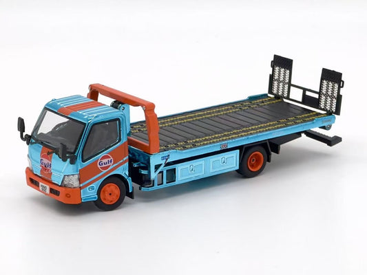 Unique Model 1:64 Hino 300 Custom Flat Bed Tow Truck Chrome Gulf