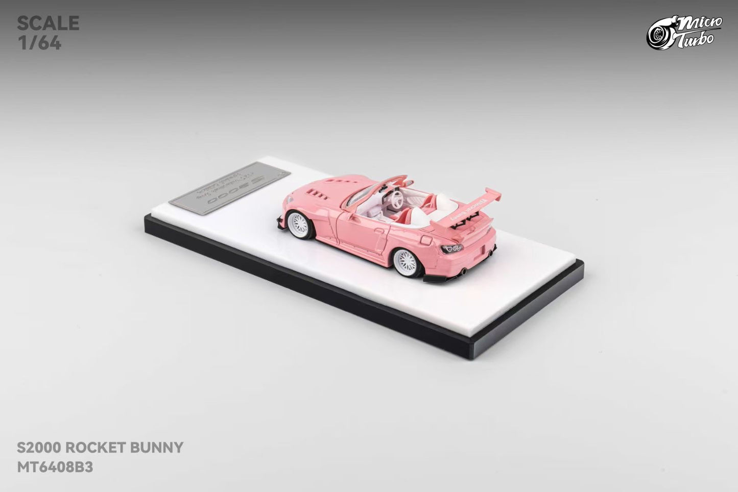 Micro Turbo 1:64 Honda S2000 AP1 Pandem Rocket Bunny Custom Metallic Pink 2025 Valentines Day Special Edition (Openable Engine Hood + Removable Engine + Magnetic Removable Wing)