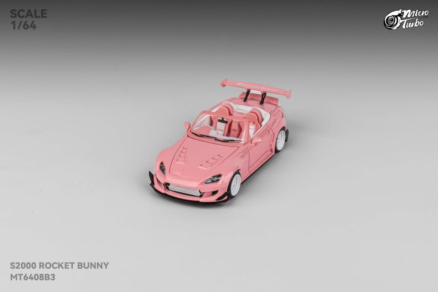 Micro Turbo 1:64 Honda S2000 AP1 Pandem Rocket Bunny Custom Metallic Pink 2025 Valentines Day Special Edition (Openable Engine Hood + Removable Engine + Magnetic Removable Wing)