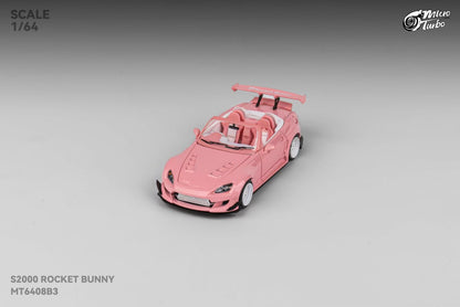 Micro Turbo 1:64 Honda S2000 AP1 Pandem Rocket Bunny Custom Metallic Pink 2025 Valentines Day Special Edition (Openable Engine Hood + Removable Engine + Magnetic Removable Wing)