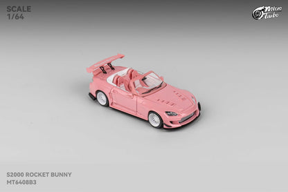 Micro Turbo 1:64 Honda S2000 AP1 Pandem Rocket Bunny Custom Metallic Pink 2025 Valentines Day Special Edition (Openable Engine Hood + Removable Engine + Magnetic Removable Wing)