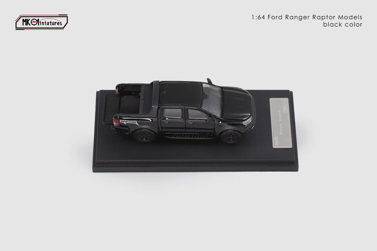 MK Miniatures 1:64 Ford Tanfer P375/PX Raptor 2018 Pick Up Truck Openable Boot LHD Black