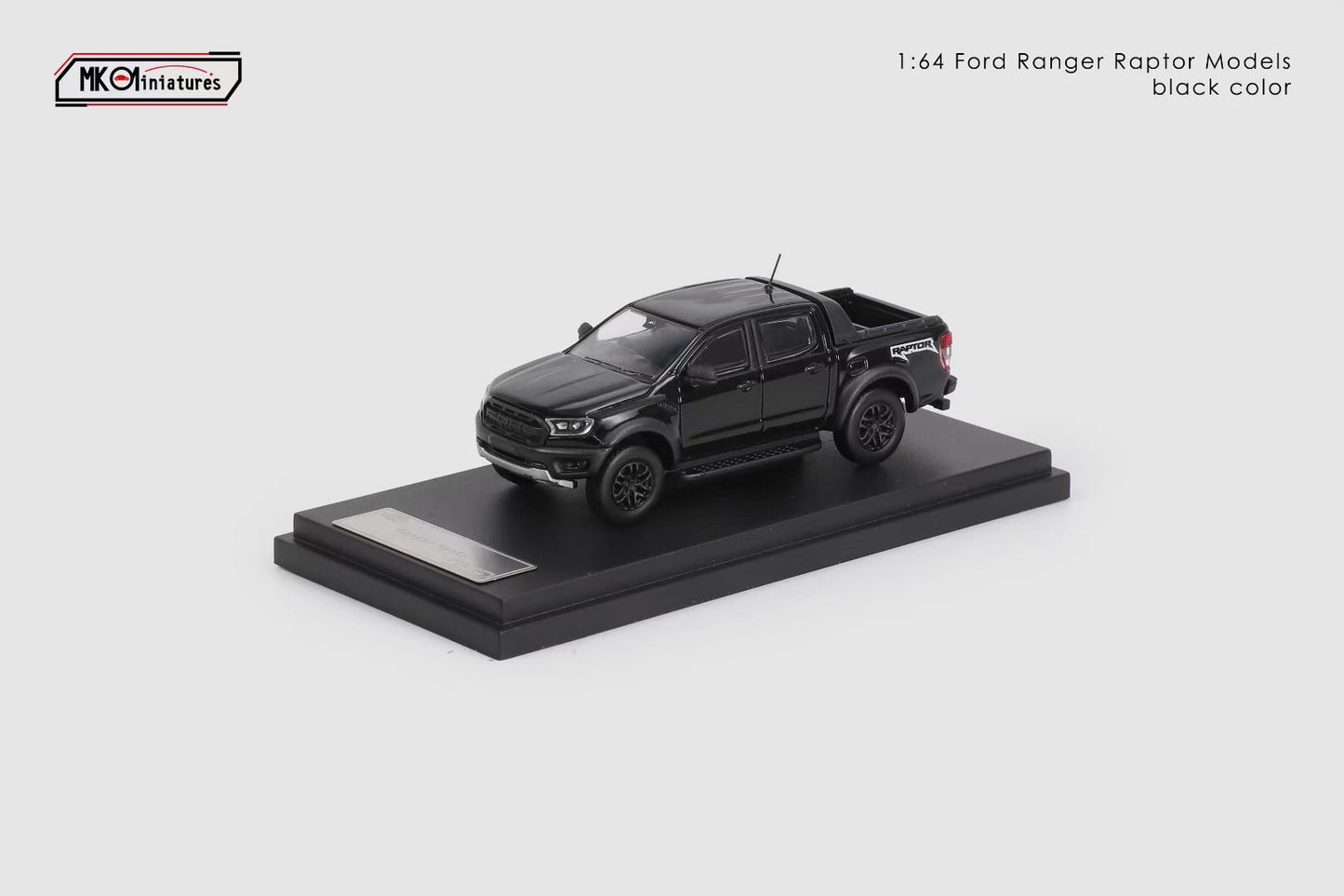 MK Miniatures 1:64 Ford Tanfer P375/PX Raptor 2018 Pick Up Truck Openable Boot LHD Black
