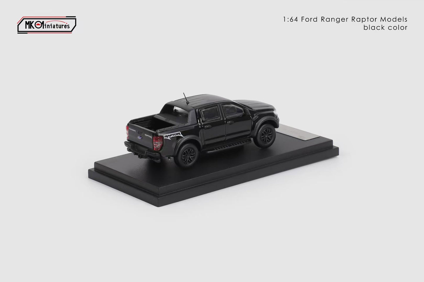 MK Miniatures 1:64 Ford Tanfer P375/PX Raptor 2018 Pick Up Truck Openable Boot LHD Black