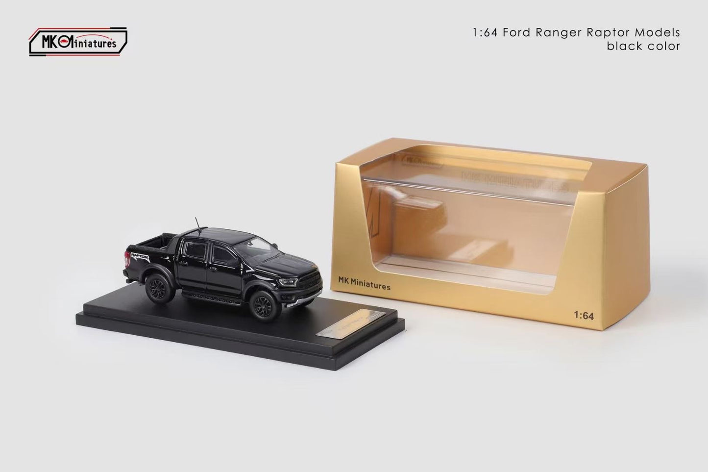 MK Miniatures 1:64 Ford Tanfer P375/PX Raptor 2018 Pick Up Truck Openable Boot LHD Black