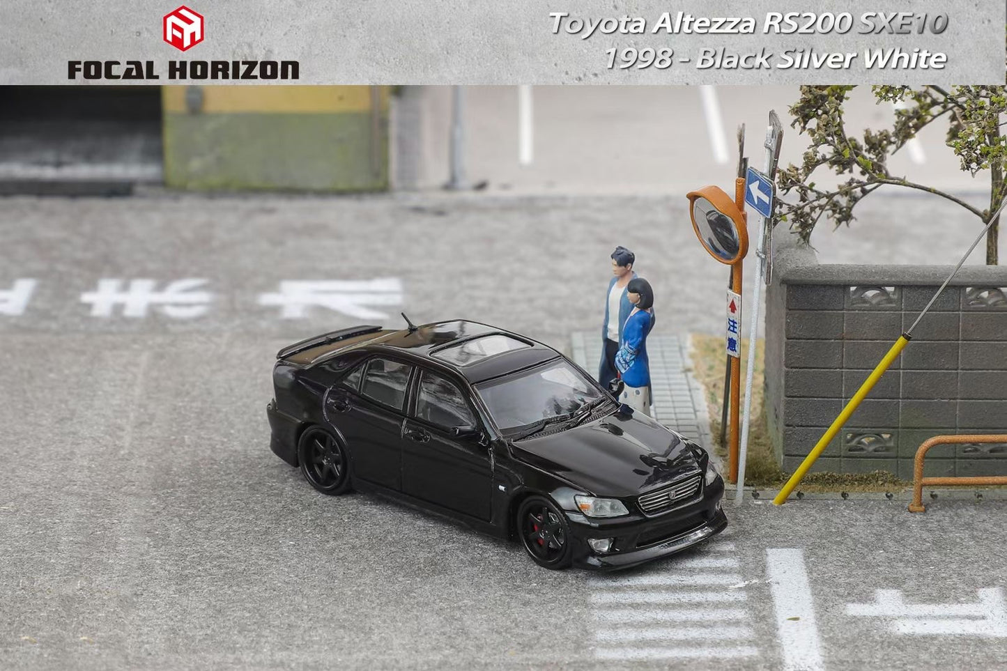 Focal Horizon X Model One 1:64 Toyota Altezza RS200 SXE10 Openable Engine Hood with Detailed Engine Bay Toyota Official Licensed Black