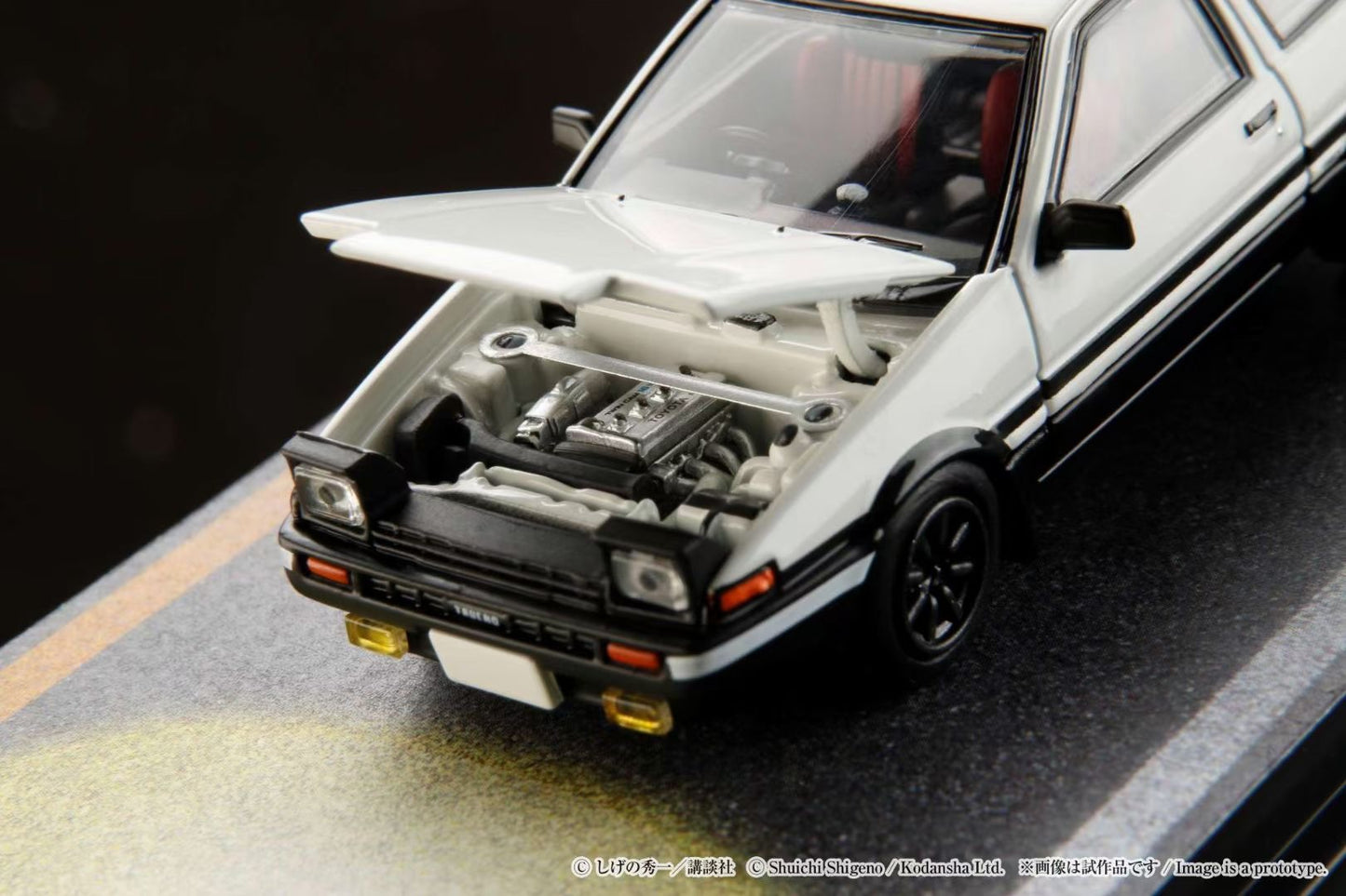 Hobby Japan 1:64 Toyota Sprinter Trueno GT Apex AE86 Pop Up Lights Initial D Edition Official Licensed Openable White Engine Hood