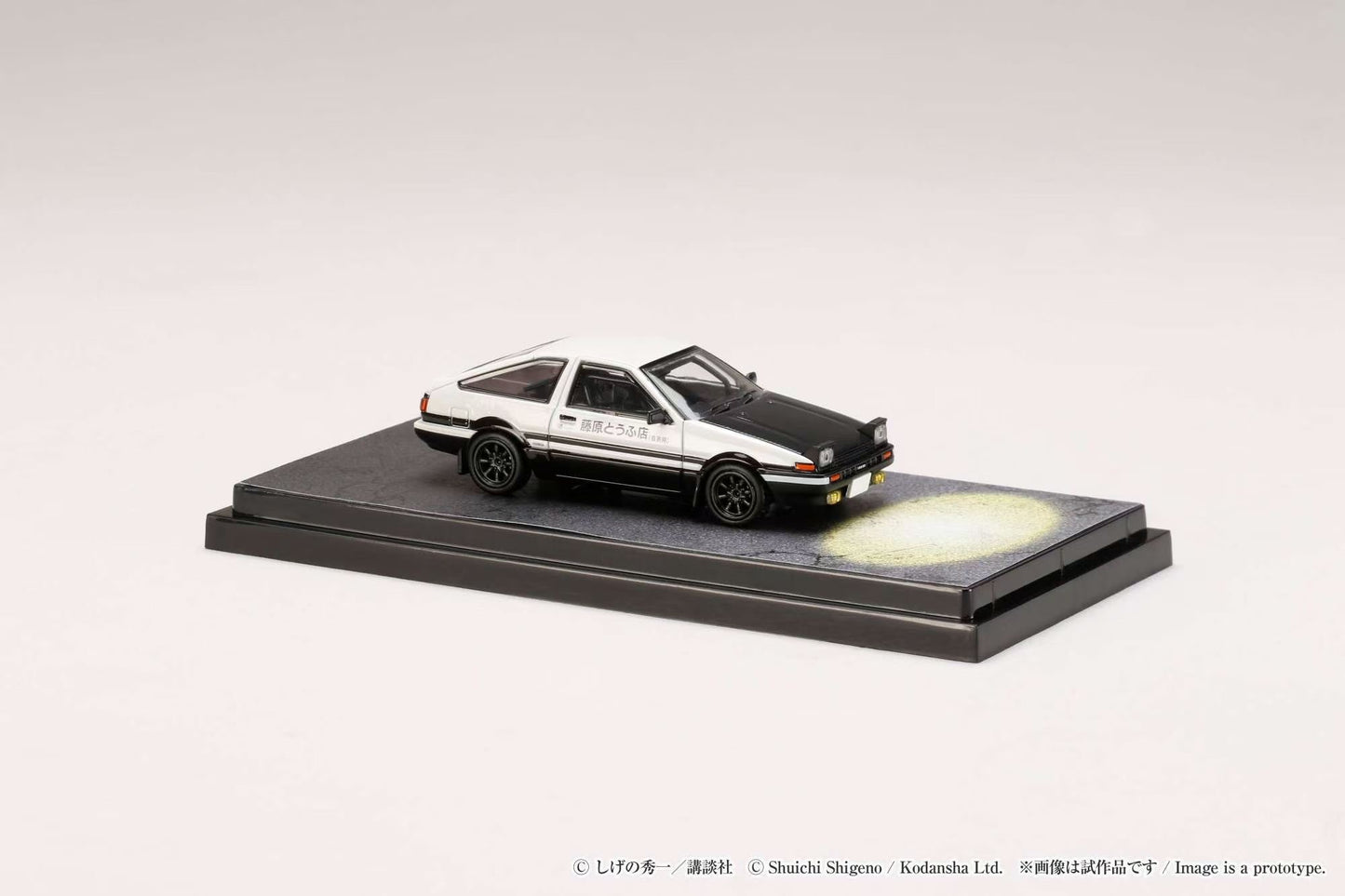 Hobby Japan 1:64 Toyota Sprinter Trueno GT Apex AE86 Pop Up Lights Initial D Edition Official Licensed Openable Black Carbon Engine Hood