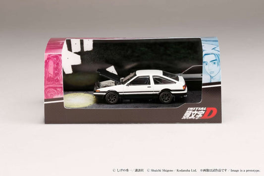 Hobby Japan 1:64 Toyota Sprinter Trueno GT Apex AE86 Pop Up Lights Initial D Edition Official Licensed Openable Black Carbon Engine Hood