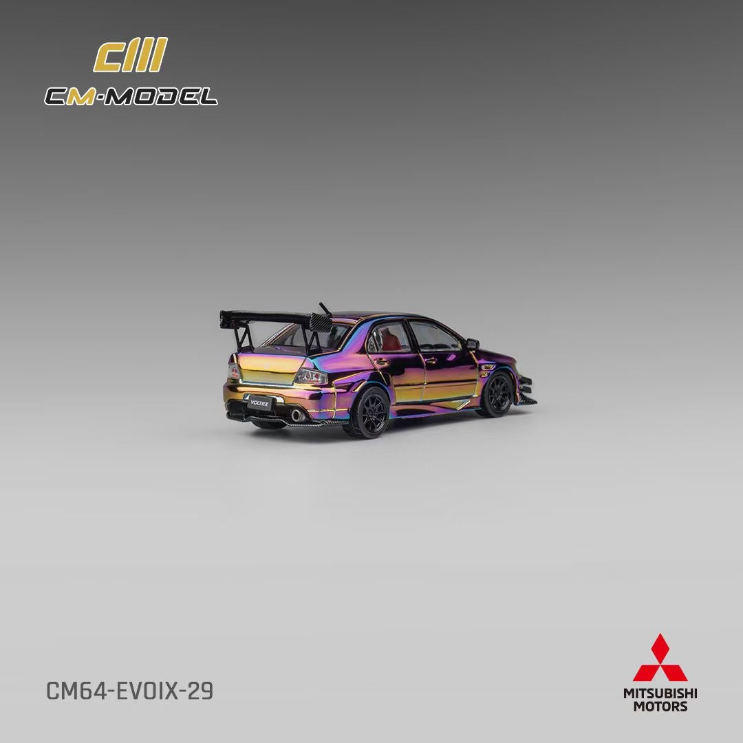 CM Model 1/64 Mitsubishi Lancer Evolution IX EVO 9 Voltex Custom Official Licensed Chrome Colours with Extra Wheel Set