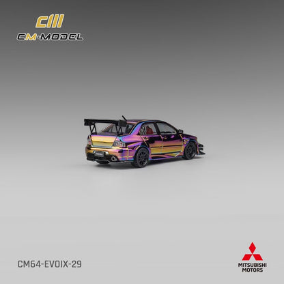 CM Model 1/64 Mitsubishi Lancer Evolution IX EVO 9 Voltex Custom Official Licensed Chrome Colours with Extra Wheel Set