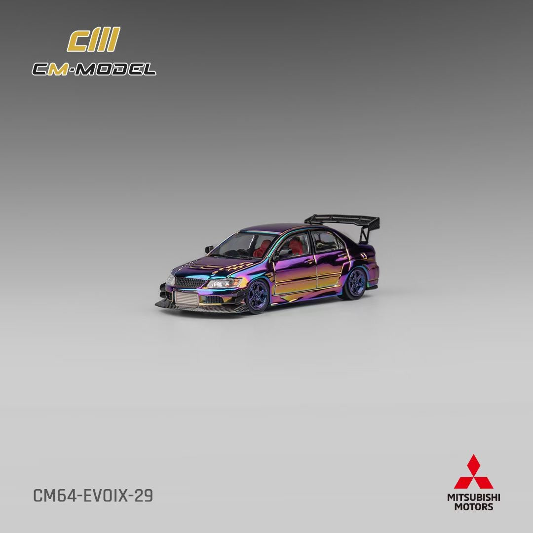 CM Model 1/64 Mitsubishi Lancer Evolution IX EVO 9 Voltex Custom Official Licensed Chrome Colours with Extra Wheel Set