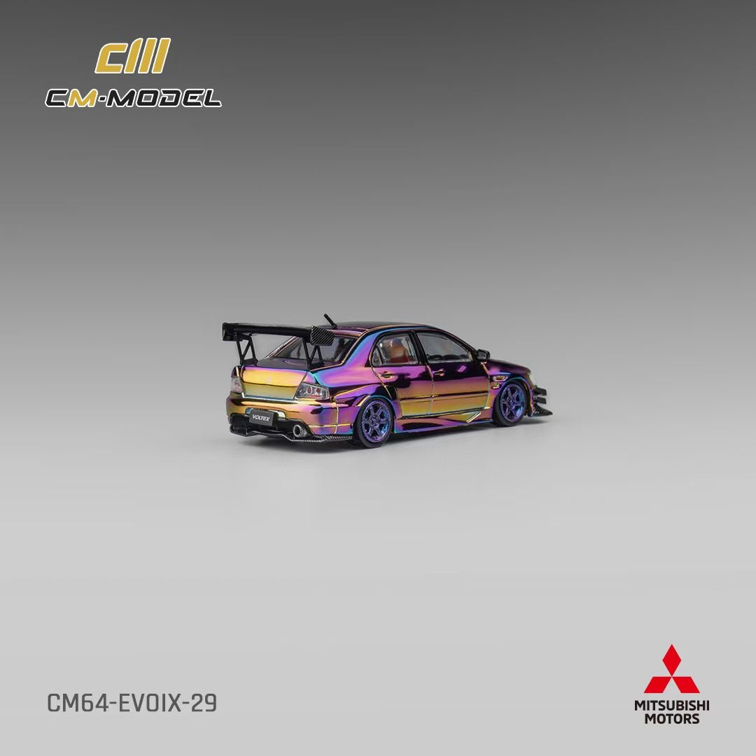 CM Model 1/64 Mitsubishi Lancer Evolution IX EVO 9 Voltex Custom Official Licensed Chrome Colours with Extra Wheel Set