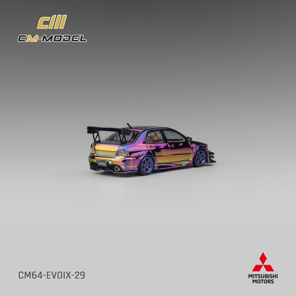 CM Model 1/64 Mitsubishi Lancer Evolution IX EVO 9 Voltex Custom Official Licensed Chrome Colours with Extra Wheel Set