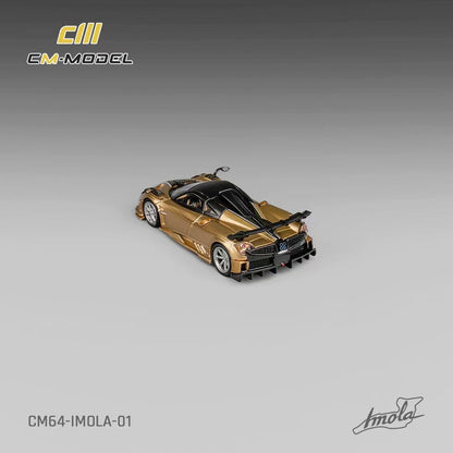 CM Model 1:64 Pagani Imola V12 Super Car Official Licensed Carbon Gold with Extra Wheel Set