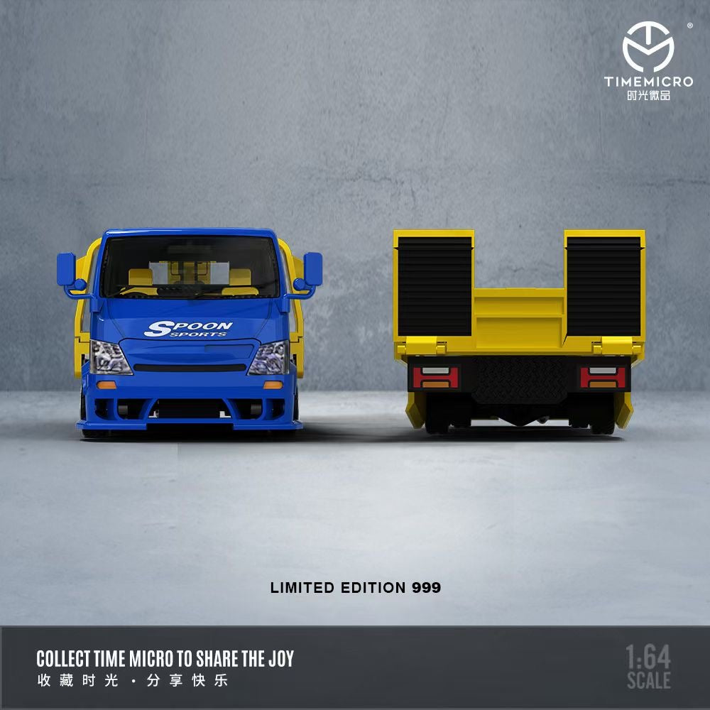 Time Micro 1:64 Hino H300 Flat Bed Transport Trailer Truck Extendable Flat Bed Spoon Edition